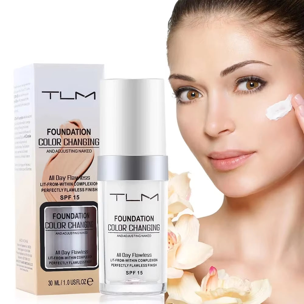 3Pc TLM Foundation Magic Color Changing Foundation Liquid Long Lasting Hydrating Makeup Base Maquiagem Soft Matte TUM 30Ml