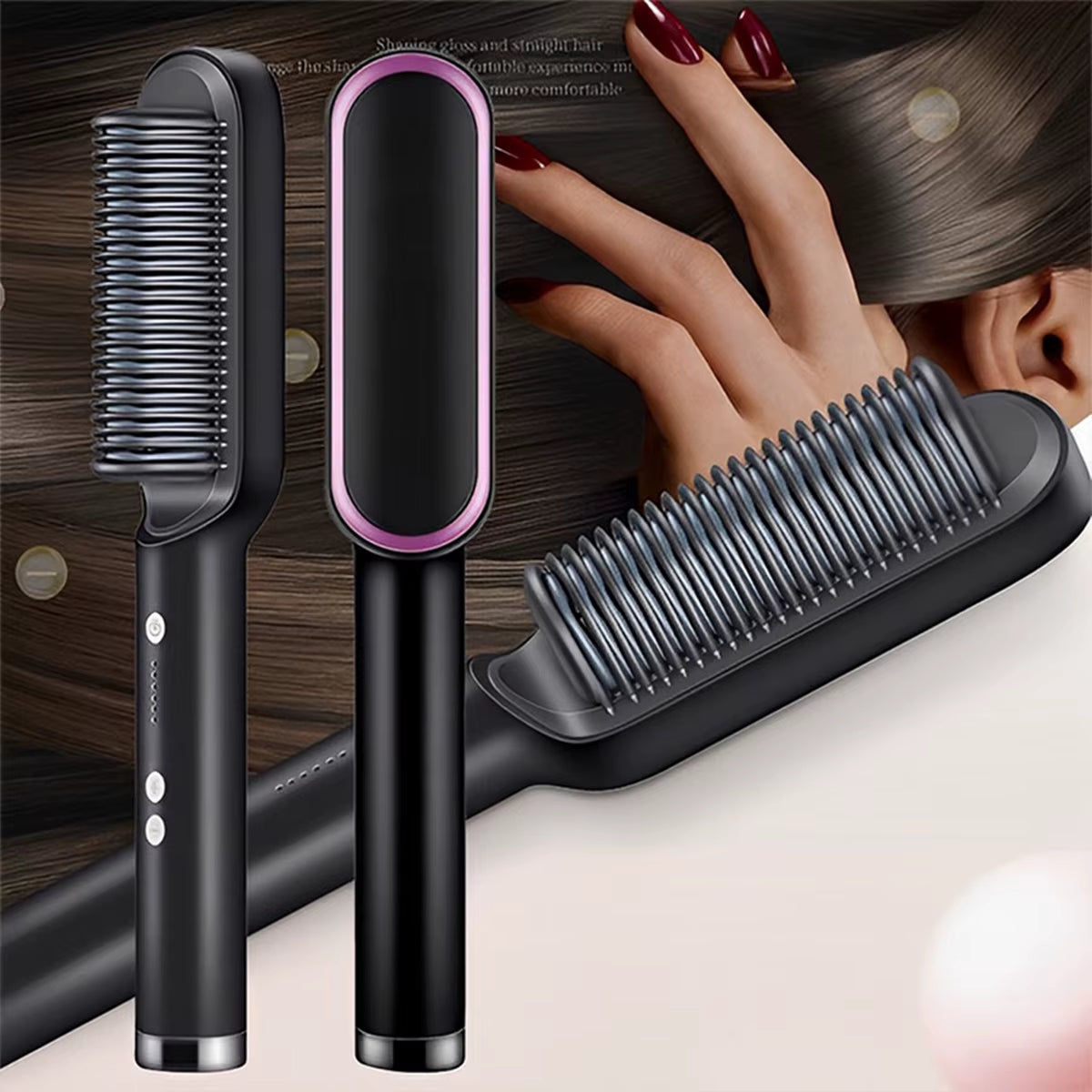 Electric Hair Brush Multifunctional Straight Hair Straightener Portable Fast Heating Negative Ion Professional Styling Tools